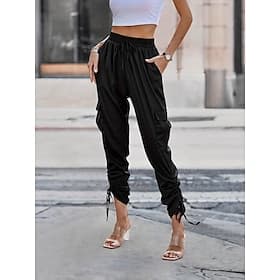 Per donna Aderente Chinos Vacanza Streetwear Essenziale Lunghezza intera Vita Alta Tinta unita Tasca Fascia Elastica Comodo Comodità Inelastico Quotidiano All'