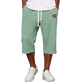 Homme Short gaufré Pantalon capri Shorts Short décontracté Avec Poches Taille Élastique Uni Confort Respirant Longueur mollet Occasionnel Extérieur Plage Vacan