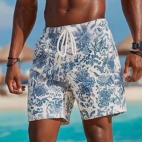 Per uomo Foglia Stile Boho Piante Tropicali Costumi da bagno Costumi da bagno Pantaloncini da bagno Pantaloncini da Surf Misura del girovita medio Hawaiano Vac