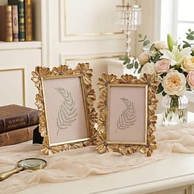 Gold 3D Daisy Flower Decorative Photo Frame, Resin European Style Tabletop Picture Frame, Home Décor for Bedroom, Living Room, Study, Hallway, Holiday Gift, Ph