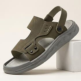 Men's Olive Slingback Sandals Open-Toe Casual Summer Shoes Adjustable Comfort Outdoor Footwear for Beach Vacation, Travel, Resort Wear and Everyday Warm Weathe