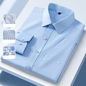 Men's Shirt Dress Shirt Button Down Shirt Non Iron Shirt Plain Casual Outdoor Blue Black White Pink Long Sleeve Turndown Summer Spring Clothing Apparel Buttons
