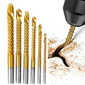 6Pcs 3-8mm Titanium Twist Drill Bits, High-Speed Steel for Wood, Metal, and Plastic Cutting, Durable and Precision Drill Set with Sawtooth Design, Ideal for DI