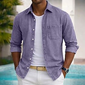 Camicia SoftFade™ da uomo camicia casual camicia sbiadita tinto in capo 100% cotone camicia lavata in acido nera verde chiaro bordeaux blu navy blu maniche lun