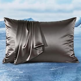 Cooling Pillow Cases for Hot Sleepers, Double-Sided Upgraded Arc-Chill Q-Max > 0.5 Cooling Satin Pillowcase, Silky Soft, Hair Skin Friendly, Hidden Zipper - S
