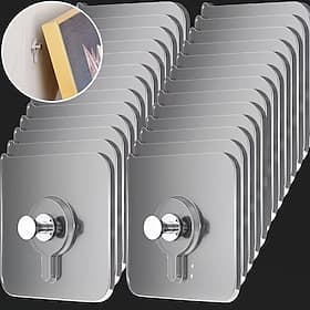 50PCS Heavy-Duty Drill-Free Wall Hooks - Damage-Free Installation, Waterproof Bathroom and Kitchen Hooks with Strong Adhesive Backing, Damage-Free Removal, Sui