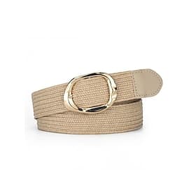Cinturón bohemio de paja para mujer, con cintura elástica ajustable, disponible en varios colores, perfecto para vacaciones en la playa, uso diario informal y