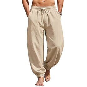 Per uomo Joggers Pantaloni di Lino Pantaloni Pantaloni Estivi Pantaloni Larghi Coulisse Elastico in vita Semplice Comodità Traspirante Lunghezza intera Casuale