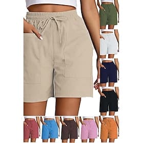 Femmes Bermuda Chinos Shorts Slacks Vacances Basique Confort Court Taille haute Uni Cordon de serrage Confort Élastique Quotidien Décontracté Quotidien Bleu Ca