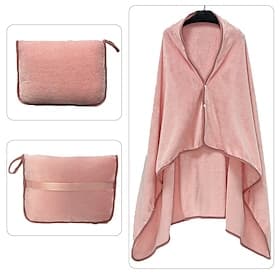 châle-couverture en flanelle, couverture de voyage multifonctionnelle, couverture-oreiller, couverture de sieste, cape pliable, couverture légère et portable