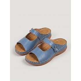 Hellblaue Damen-Sandalen mit Applikationen – atmungsaktive, leichte und bequeme Sommerschuhe mit Cut-outs für Freizeit, Reisen und Alltag