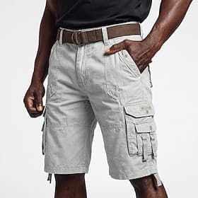 Men's Cargo Shorts Hiking Shorts Leg Drawstring Wearable Elastic Cuff Plain Solid Comfort Knee Length Casual Daily Outdoor Vacation Fashion Navy Blue Red Micro
