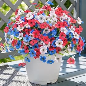 15 Bundles Patriotic Artificial Flower for Outdoor,4th of July Memorial Day Independence Day 250th Anniversary UV Resistant Fake Plant Decoration for Garden P
