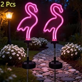 2 Stück 2 W LED-Solarleuchten Wegbeleuchtung Laternen Multifunktion Solarbetrieben Niedlich Rosa 3.7 V Außenbeleuchtung Hof Garten 1 LED-Perlen