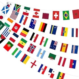 48 Countries World Flag String Flags for World Soccer Cup Decorations 2026, Bunting Banner Double Sided Fabric String Banner for Soccer Bar Club Garden Street