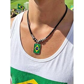 Herren-Legierung Acryl-Halskette mit Anhängern in Nationalflaggen-Optik, verschiedene Ländermotive, lässiger Boho-Stil, perfekt für Fußballfans, Spieltage und