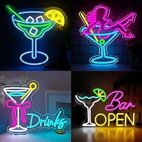 Neon-LED-Schild für Cocktailbars, USB-betrieben, Helligkeit einstellbar, leuchtende Partybeleuchtung für Bars, Restaurants, Pubs, Lounges, Hausbars, Nachtclubs
