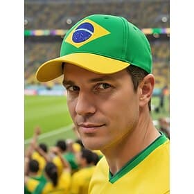 Casquette de baseball homme en polyester aux couleurs du drapeau brésilien, taille ajustable, idéale pour les supporters de football, les matchs, les événement