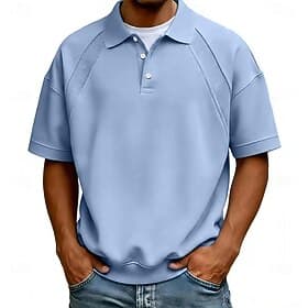 Herren Poloshirts Lässig Geschäft Umlegekragen Kurzarm Mode Basic Einfach Knöpfe Sommer Frühling Blau Weiß Marineblau Braun Grün Grau Poloshirts