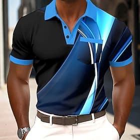 Voor heren Meetkundig Poloshirts Korte mouw Poloshirt Overhemden met kraag Zakelijk informeel Buiten Sportkleding Alledaagse kleding 3D-afdrukken Knop Lente zo