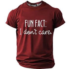 Fun Fact I Don't Care Men's Sarcastic Relatable Humor T Shirt Graphic Crew Neck Short Sleeve Funny Joke Gift for Friends Office Humor Designer Clothing Apparel