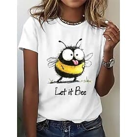 Damen T Shirt Druck Grafik Tiermotiv Mode Stilvoll Klassisch Kurzarm Rundhalsausschnitt Normale Oberteile Lässig Täglich Wochenende Blau Schwarz Weiß Rosa Purp