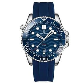 Montre homme, montre-bracelet sport à quartz bleu marine de style plongeur avec bracelet en silicone confortable, étanche à 30 m, lumineuse avec guichet de dat