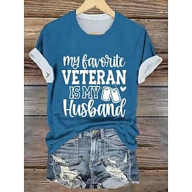 Amerikanischer Unabhängigkeitstag Damen T Shirt Druck Grafik Buchstabe Vintage Stilvoll Klassisch Kurzarm Rundhalsausschnitt Rundhals Normale Oberteile Lässig