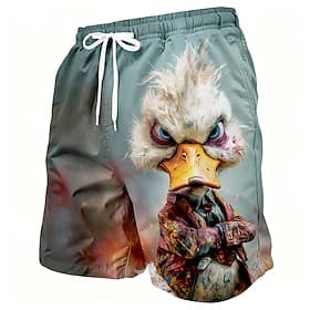 Hombre Gracioso Pato animales de dibujos animados Boxers de Natación Trajes de baño, bañadores cortos Pantalones de Surf Media cintura Hawaiano vacaciones en l