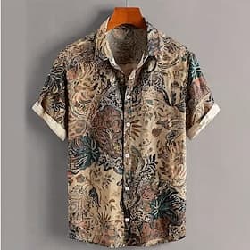 Homme Imprimé Floral Bohème Fleurs Chemise Chemise d'été Chemise Boutonnée Manche Courte Vintage Rétro Occasionnel Quotidien Fête Été Printemps Col Rabattu Imp