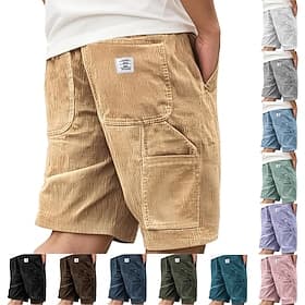 Hombre Pantalón corto Pantalones cortos de verano Pantalones cortos casuales Pantalones cortos de pana Correa Bolsillo Cintura elástica Plano Comodidad Transpi