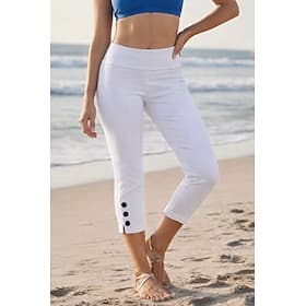 Women's Slim Chinos Crop Cozy Leggings Vacation Basic Casual Calf-Length Natural Plain Split Comfort Quick Dry Soft Stretchy Vacation Casual Daily Black White