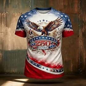 4 juillet 2026 250e Jour du Souvenir T-shirt avec drapeau américain Patriote vintage des hommes