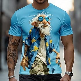 Homme A Ombre Vieil Homme T-shirt Manche Courte T-shirt Impression 3D Col ras du cou Chemise Drôle Occasionnel Quotidien Rue Bleu Bleu Ciel Vert Été Printemps