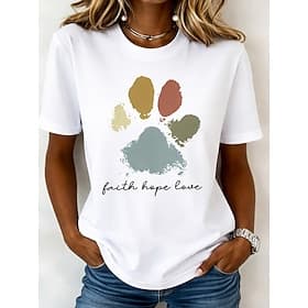 Mujer Camiseta Estampado Floral Graphic Moda Elegante Clásico Manga Corta Cuello Barco Tops regulares Casual Diario Fin de semana Azul Piscina Verde con beige