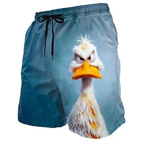 Herren Lustig Ente Comic-Tiere Badehosen Badeanzüge Badeshorts Boardshorts Mittlere Taille Hawaiianisch Strandurlaub Seitentaschen Netzfutter Elastischer Korde