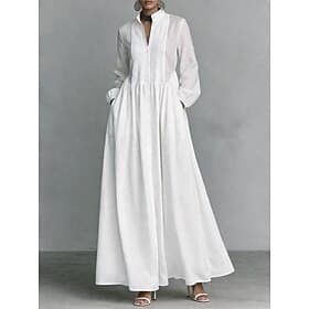 Femmes Robe maxi Robe Chemise Robe Blanche Robe de remise des diplômes Élégant Mode Moderne Extérieur Vacances Sortir Coupe régulière Uni manche longue Col hau