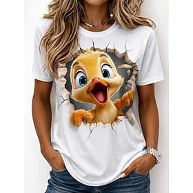Damen T Shirt Druck Grafik Tiermotiv Katze Vintage Stilvoll Klassisch Kurzarm Rundhalsausschnitt Rundhals Normale Oberteile Lässig Täglich Wochenende Weiß Weiß