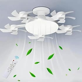 Deckenventilator mit Licht, Fernbedienung, 3 Geschwindigkeitsstufen, 3 Farben, 2 Timer, leiser Motor, E26/E27-Fassungen, mit klappbaren Flügeln, für Wohnzimmer
