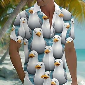 Men's Animal Bird Summer Hawaiian Shirt Tropical Shirts Aloha Shirt Short Sleeve Hawaiian Daily Beach Vacation Wear Summer Spring Turndown 3D Print Button Up S
