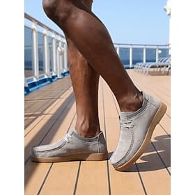 Men's Silver Gray Slip-On Casual Shoes for Island Cruise - Soft Lightweight Comfort Loafers - Minimalist Resort Footwear for Holiday Travel, Cruise Wear and S