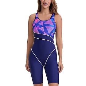 Dames Rashguard-badpak Badpak Sportieve badmode Geometrisch Lapwerk knie lengte UV-zonbescherming Sneldrogend Hoge Elasticiteit Mouwloos Zwemkleding Zwempak Su