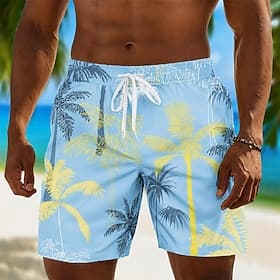 Herren Kokospalme Tropische Pflanzen Badehosen Badeanzüge Badeshorts Boardshorts Mittlere Taille Hawaiianisch Täglich Strandurlaub Seitentaschen Netzfutter Ela