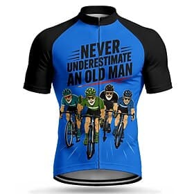 Herren Radtrikot Unterschätze niemals einen alten Mann Kurzarm Fahhrad Trikot Oberteil mit 3 Gesäßtaschen UV-beständig Schnelltrocknend Mit Taschen Frontreißve
