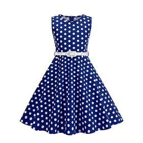 1950er Retro Vintage Rockabilly Tee-Länge Kleid Swing-Kleid Ausgestelltes Kleid Ärmellos Tupfen Tailliert und ausgestellt Kostüm Mädchen Maskerade Teegesellsch