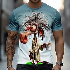 Men's Animal Horse T Shirt Short Sleeve T shirt 3D Print Crew Neck Shirt Funny Casual Daily Street Blue White Khaki Summer Spring Clothing Apparel S M L XL 2XL