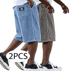 Herren Shorts Freizeitshorts Cordshorts Tasche Elastischer Bund Strukturiert Einfarbig Einfach Komfort Atmungsaktiv Kurz Lässig Outdoor Strand Urlaub Mode Whit