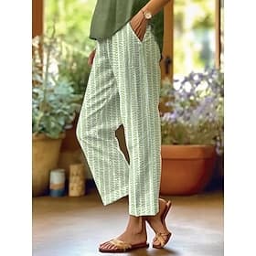 Women's Casual Pants Pants Trousers Straight-Leg Trousers Straight Vacation Fashion Streetwear Full Length Mid Waist Floral Graphic Leaf Pocket Elastic Waist P