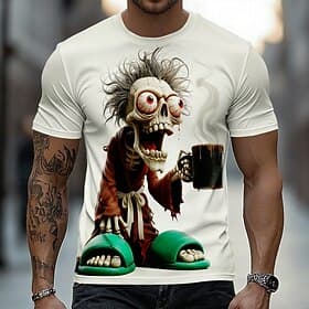 Men's Skull Zombies T Shirt Short Sleeve T shirt 3D Print Crew Neck Shirt Fashion Exaggerated Casual Daily Street Blue White Purple Summer Spring Clothing Appa