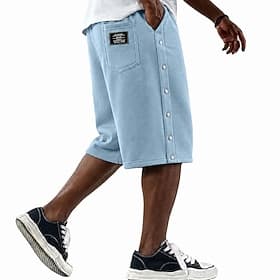 Men's Active Shorts Sweat Shorts Shorts Summer Shorts Drawstring Side Button Solid Breathable Knee Length Casual Daily Outdoor Sports Streetwear Black Navy Blu
